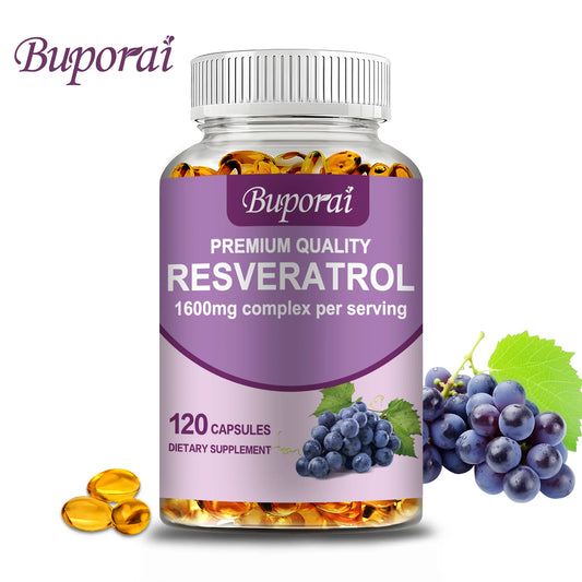 Resveratrol: favorece la piel y la salud cardiovascular, estimula el metabolismo, antioxidante y antienvejecimiento - 120 cápsulas